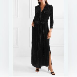 L'AGENCE Black Velvet Long Dress
